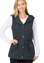 Load image into Gallery viewer, Drawstring Waist Military Hoodie Vest with Pockets