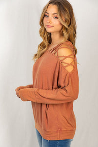 The “Callie Cold Shoulder” Long Sleeve Top