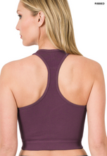 Load image into Gallery viewer, Ribbed Seamless High-Neck Cropped Tank Top/Bra