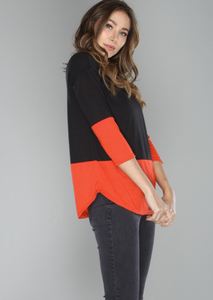 The Perfect Red & Black Color Block Top