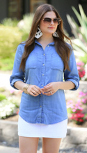 Load image into Gallery viewer, Gracie Basic Chambray Top