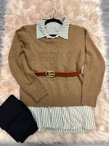Hemish-Beary Brown Knitted Long-Sleeve