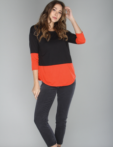 The Perfect Red & Black Color Block Top