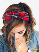 Load image into Gallery viewer, Red Tartan Plaid Flannel Wire Headband