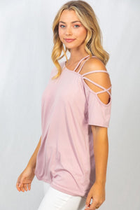 The Penny Pink Cold Shoulder Tee