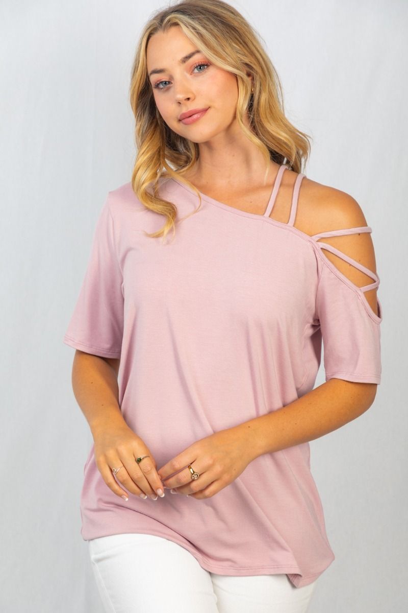 The Penny Pink Cold Shoulder Tee