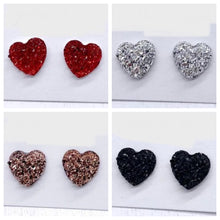 Load image into Gallery viewer, 12mm Sparkle Heart Studs