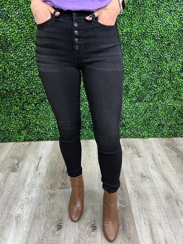 Judy Blue “Black as Night” High-Rise Skinny Button-Fly Jeans