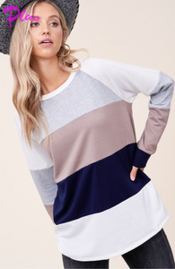 The Mallory Mauve Striped Long-Sleeve Top