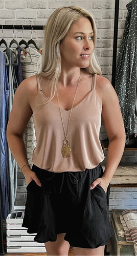 The Dawn V-Neck Knit Tank in Taupe