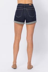 Judy Blue Stone Wash Open Seam Cuff Shorts (High Rise)