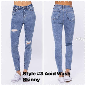Judy Blue Acid Wash Distressed Skinny Jeans