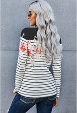 Load image into Gallery viewer, The Forget Me Not Floral Stripe Long-Sleeve Top