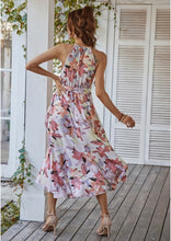 Load image into Gallery viewer, The &quot;Holly&quot; Halter Neck Flower Print Ruffled Dress