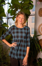 Load image into Gallery viewer, Teal Buffalo Plaid Babydoll Top