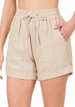 Load image into Gallery viewer, The Leah Linen Drawstring-Waist Shorts with Pockets